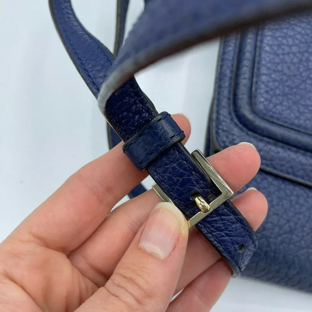 Kate Spade NY Merrick Blue Crossbody Handbag Pebbled Leather Purse Bag Gold